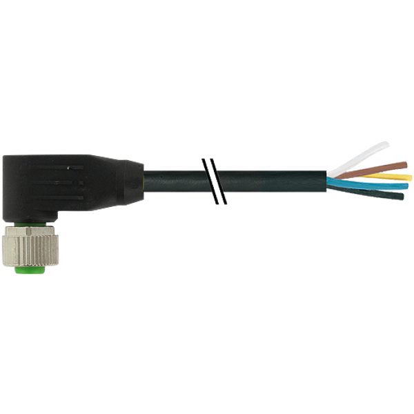 M12 female 90° A-cod. with cable PUR 3x0.34 bk UL/CSA+drag ch. 1.6m image 1