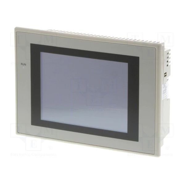 Touch screen HMI, 5.7 inch, TFT, 256 colors (32,768 colors for .BMP/.JPG), 320x240 pixels, 2 x RS-232C ports, Ethernet (10/100 Base-T), 24 VDC, 60MByte memory, 24 VDC, beige case image 1