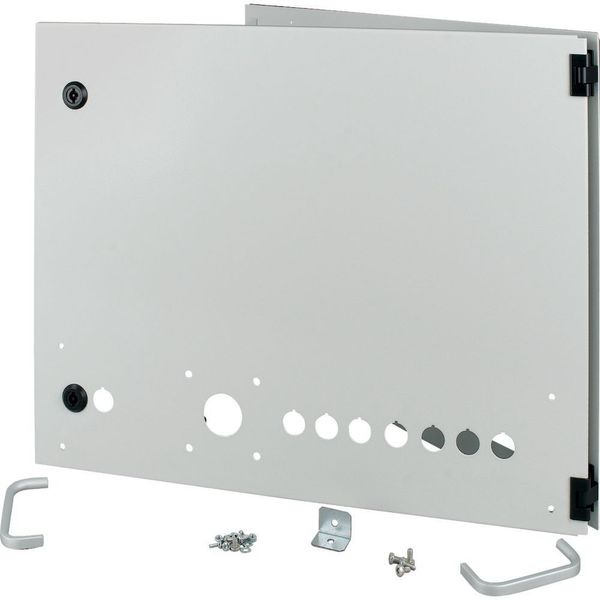 Opening metal front plate for drawer, NZM, closed, H=450mm, IP55, grey image 3