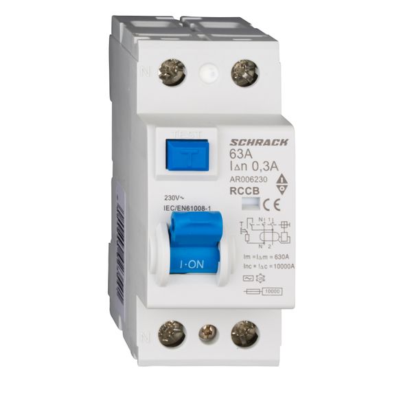 Residual Current Circuit Breaker 10kA, 63A, 2-pole, 300mA image 1