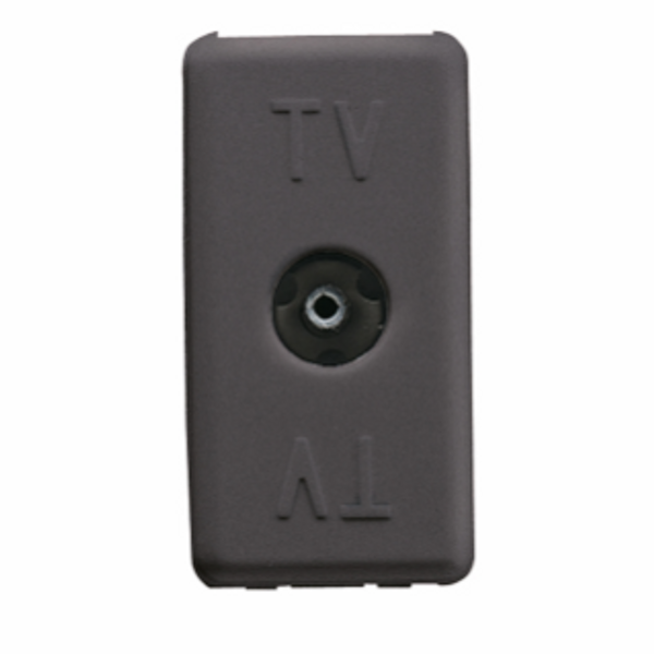 COAXIAL TV RESISTIVE SOCKET-OUTLET - IEC FEMALE CONNECTOR 9,5mm - DIRECT - 1 MODULE - SYSTEM BLACK image 1