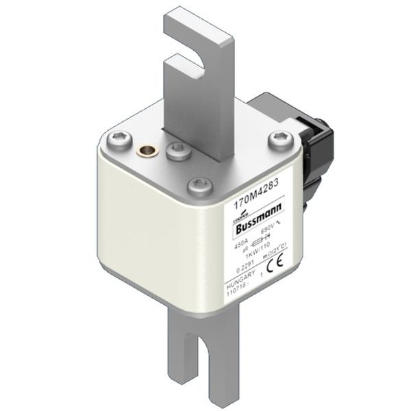 Fuse-link, high speed, 450 A, AC 690 V, size 1, 51 x 69 x 138 mm, aR, DIN, IEC, single indicator image 3