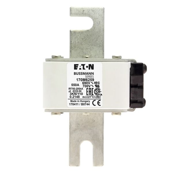 Fuse-link, high speed, 550 A, AC 690 V, DIN 3, aR, DIN, IEC, single indicator image 2