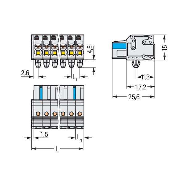 1-conductor female connector push-button Push-in CAGE CLAMP® light gra image 4