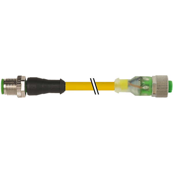 M12 male 0° / M12 female 0° A-cod. LED PUR 4x0.34 ye UL/ CSA+drag 1.5m image 1