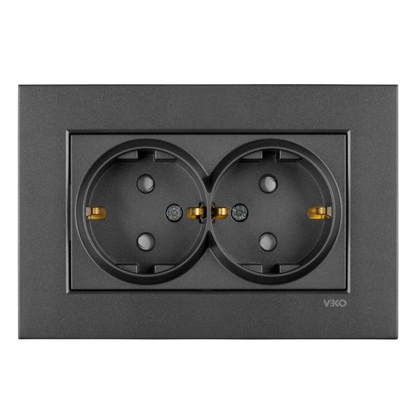 Novella-Trenda Dark Grey Child Protected Double Earth Socket image 1