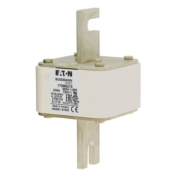 Fuse-link, high speed, 630 A, AC 690 V, DIN 3, 76 x 90 x 139 mm, aR, DIN, IEC, type T indicator image 7