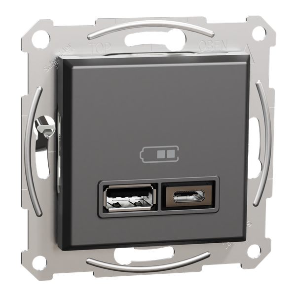 Asfora - double USB charger 2.4 A - anthracite image 4