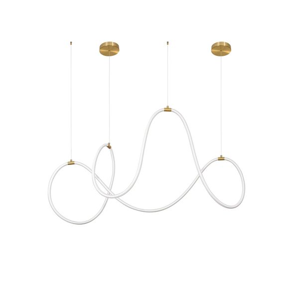 Triac Dimmable Brass Gold Metal   & Fiber Braided Silicone Tube  LED 56 Watt 230 Volt  3189Lm 3000K IP20  L : 150 W: 60 H: 120 cm  Cord Length: 300 cm Adjustable Height image 1