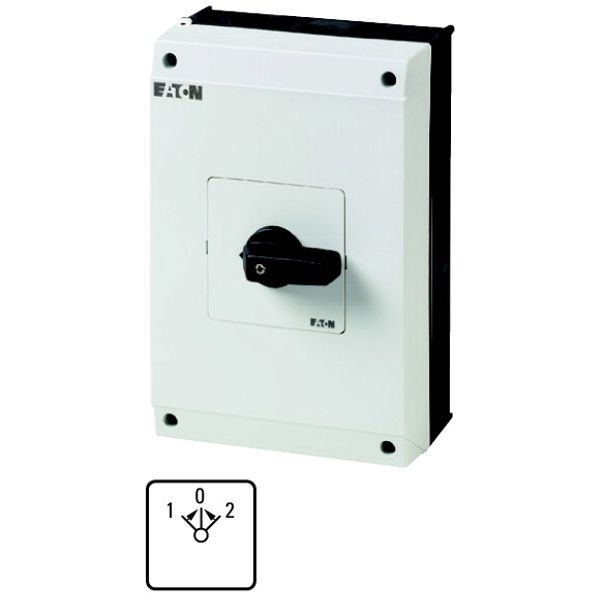 Reversing switches, T5B, 63 A, surface mounting, 3 contact unit(s), Contacts: 5, 45 °, momentary, With 0 (Off) position, with spring-return from both image 1