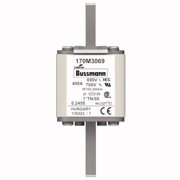 Fuse-link, high speed, 400 A, AC 690 V, compact DIN 1, 45 x 58 x 104 mm, aR, DIN, IEC, single indicator image 1