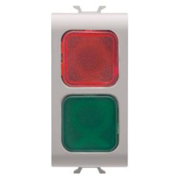 DOUBLE INDICATOR LAMP - RED/GREEN - 1 MODULE - NATURAL SATIN BEIGE - CHORUSMART image 1