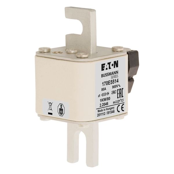 Fuse-link, high speed, 80 A, AC 900 V, DIN 1, 51 x 69 x 109 mm, aR, DIN, IEC, single indicator image 8