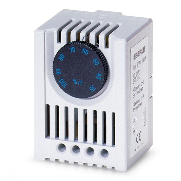 Hygrostat for control cabinet 30-100%, AC 24-230V, 1 changeover contact, 5A humidification or dehumidification image 1