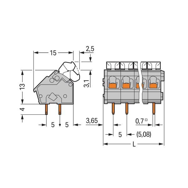 PCB terminal block push-button 2.5 mm² gray image 3