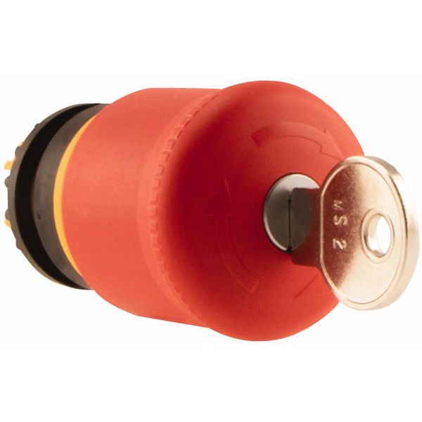 Emergency stop/emergency switching off pushbutton, RMQ-Titan, Mushroom-shaped, 38 mm, Non-illuminated, Key-release, Red, yellow, RAL 3000, Not suitabl image 5