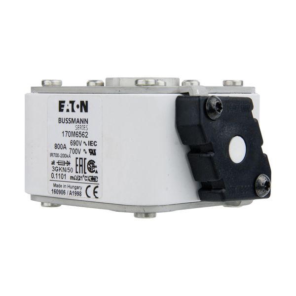 Fuse-link, high speed, 800 A, AC 690 V, size 3, 76 x 92 x 53 mm, aR, IEC, UL, type K indicator image 5