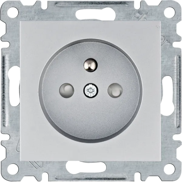 2P+Z socket with contact shutter - silver image 1