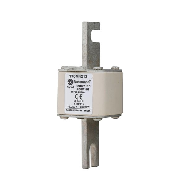 Fuse-link, high speed, 400 A, AC 690 V, DIN 1, 53 x 66 x 138 mm, aR, DIN, IEC, type T indicator image 12