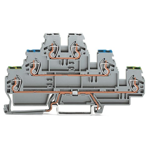 Triple-deck terminal block Ground conductor/through/through terminal b image 1