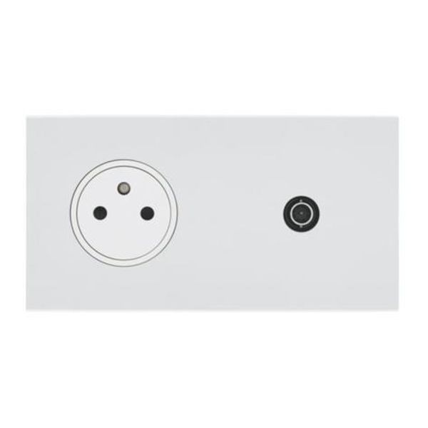 Art d'Arnould universe Epure 2P+E power socket and television socket - satin white image 1