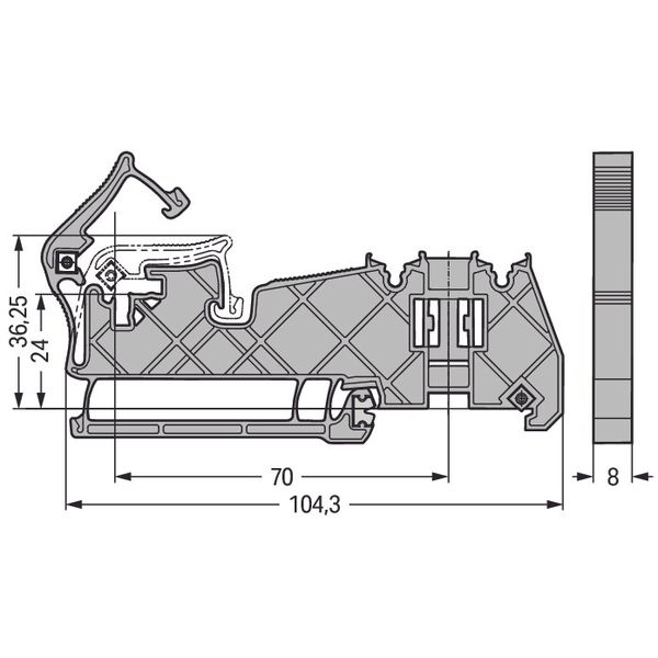 Busbar carrier for busbars Cu 10 mm x 3 mm no contact to DIN rail gray image 3