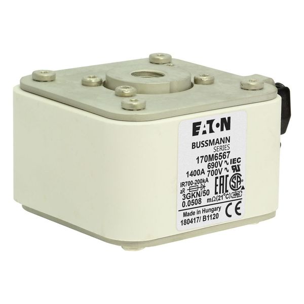 Fuse-link, high speed, 1400 A, AC 690 V, size 3, 76 x 92 x 53 mm, aR, IEC, UL, type K indicator image 15