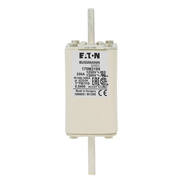 Fuse-link, high speed, 250 A, AC 1250 V, compact size 1, 45 x 58 x 138 mm, aR, DIN, IEC, type T indicator image 4