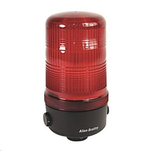 Allen-Bradley 855BS-N35SL4 Round 90 mm Beacon, 1/2 inch Conduit Mount, Standard, 24/48V AC/DC Full Voltage, LED Single Color Selectable Steady/Flash, Red image 1