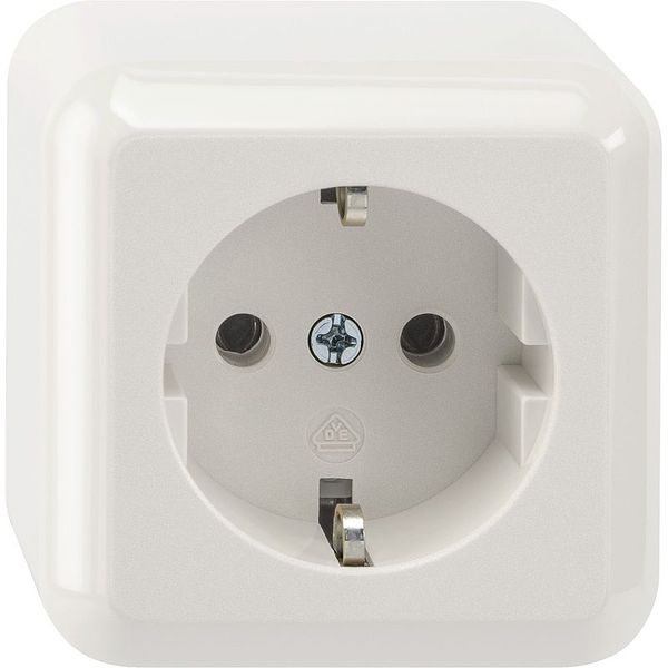 SCHUKO socket, plug-in terminals, polar white, surface-mounted image 1