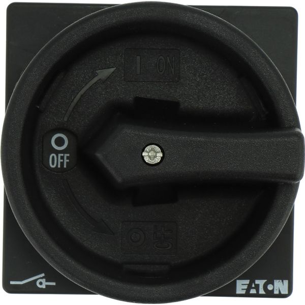 Main switch, P1, 40 A, rear mounting, 3 pole + N, 1 N/O, 1 N/C, STOP function, With black rotary handle and locking ring, Lockable in the 0 (Off) posi image 1