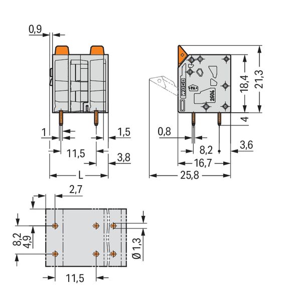 PCB terminal block lever 4 mm² gray image 5