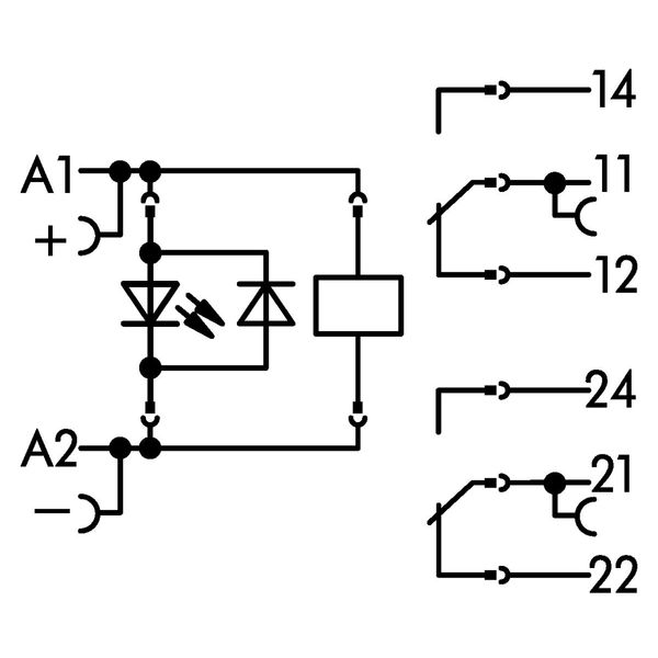 Relay module Nominal input voltage: 60 VDC 2 changeover contacts gray image 9