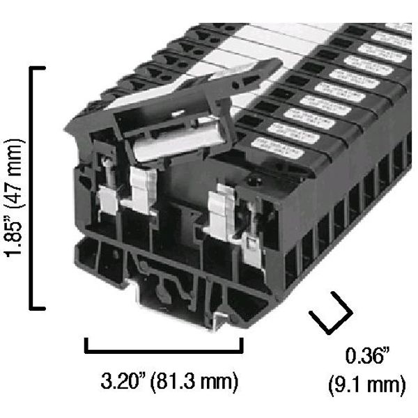 Terminal Block, Fuse Holder, 15A, 100 - 300V AC/DC, Neon BFI image 1