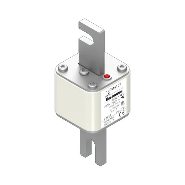 Fuse-link, high speed, 700 A, AC 690 V, DIN 1, 53 x 66 x 138 mm, aR, DIN, IEC, single indicator image 11