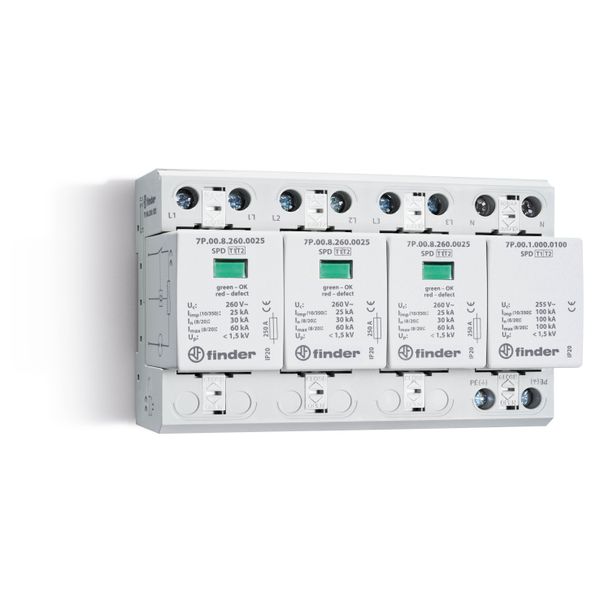 SPD type 1+2, 3 phase/3 varistors+1 spark-gap/260V Max./remote signal. (7P.04.8.260.1025) image 3