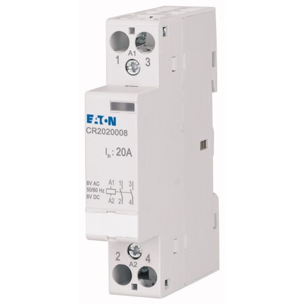 Installation contactor, 20A, 8V AC/DC, 2NO image 2