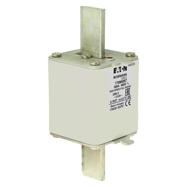 Fuse-link, high speed, 500 A, AC 690 V, DIN 2, 60 x 74 x 150 mm, gR, DIN, IEC, single indicator image 10