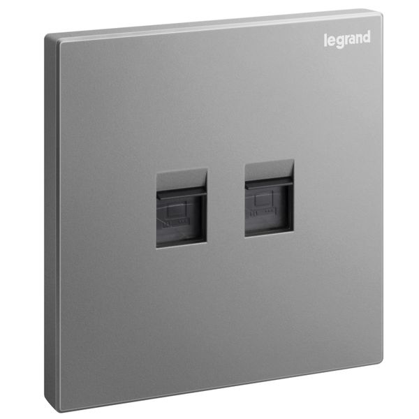 Galion - 1 gang double RJ 45 category 6 UTP socket outlet - dark silver image 1