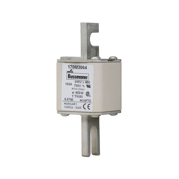 Fuse-link, high speed, 160 A, AC 690 V, compact DIN 1, 45 x 58 x 104 mm, aR, DIN, IEC, single indicator image 9