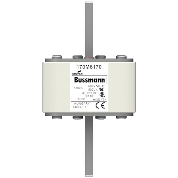 Fuse-link, high speed, 1800 A, AC 600 V, DIN 3, 76 x 90 x 139 mm, aR, DIN, IEC, single indicator image 1