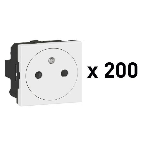 Set of 200 2P+E Surface Mosaic 2-module socket outlets with automatic terminal connection reference 077111L - white image 1