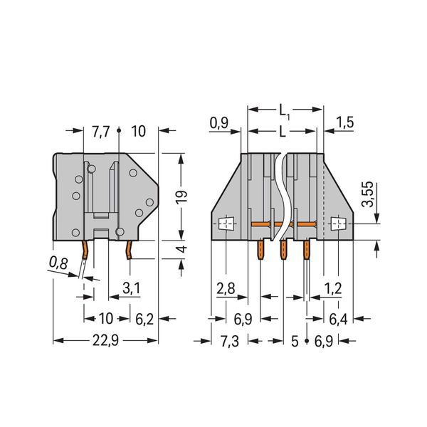 PCB terminal block 4 mm² Pin spacing 5 mm blue image 2