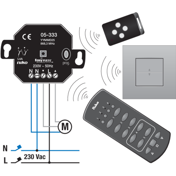 Flush-mounting RF receiver with roller shutter function image 3