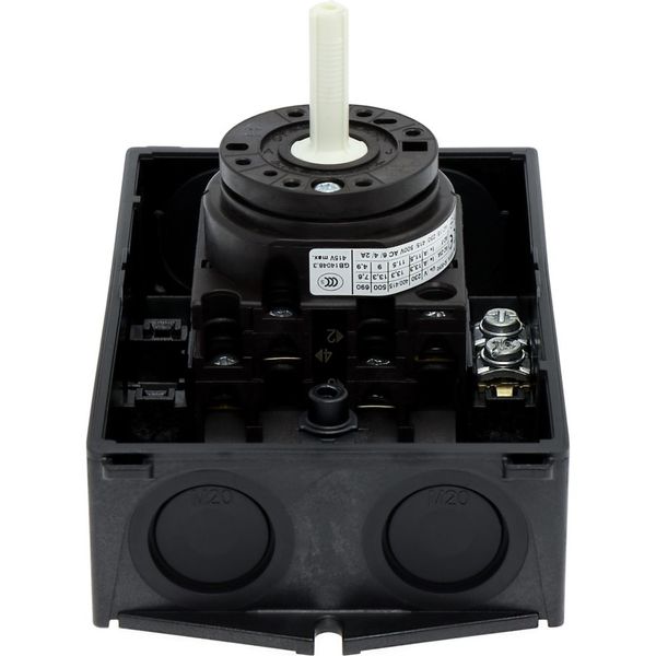 Main switch, T0, 20 A, surface mounting, 2 contact unit(s), 3 pole, 1 N/O, STOP function, With black rotary handle and locking ring, Lockable in the 0 image 43