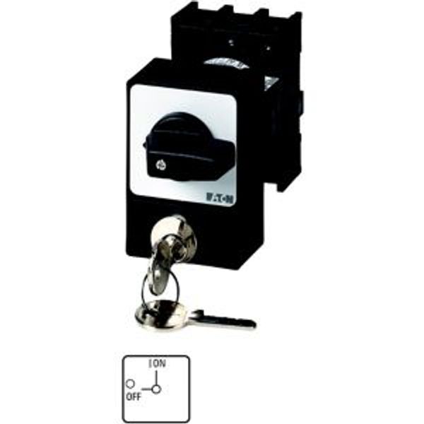 ON-OFF switches, P1, 25 A, flush mounting, 3 pole, with black thumb grip and front plate, Cylinder lock SVA image 4