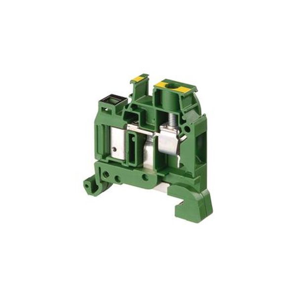 D6/8,P,ADO,EX, TERMINAL BLOCK, GROUND, GREEN, YELLOW, 8MM SPACING, 50X41MM, DIN RAIL MOUNT image 1