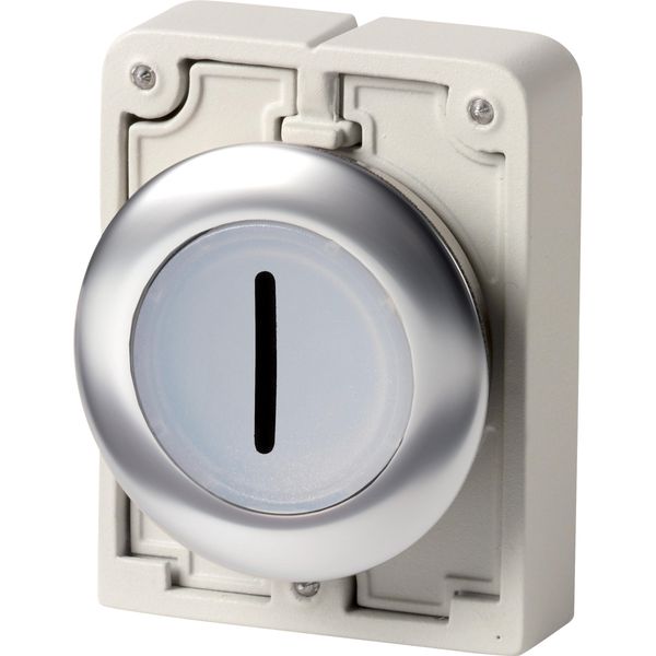 Illuminated pushbutton actuator, RMQ-Titan, flat, momentary, White, inscribed 1, Front ring stainless steel image 3
