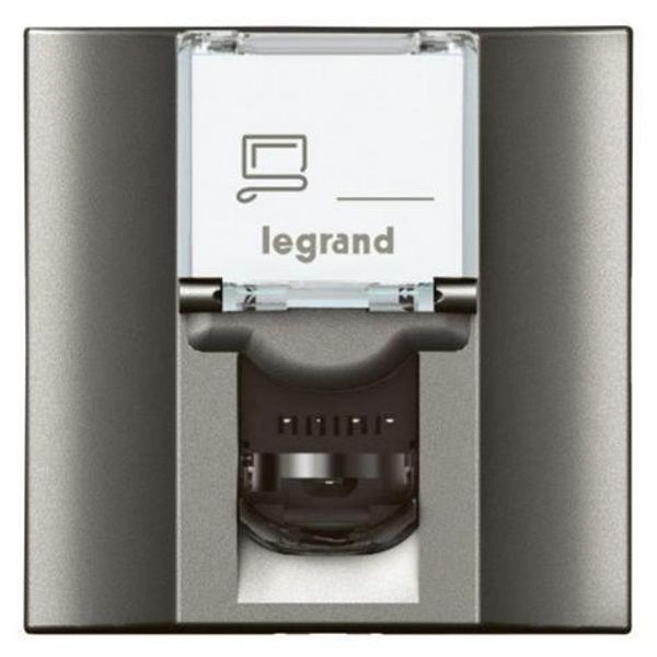 Arteor™ - RJ45 feedthrough socket - Category 5e FTP - Rear pluggable - 2 modules - Magnesium image 1