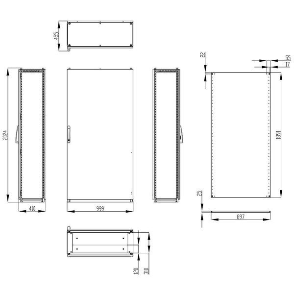 Modular enclosure 1 door IP55 H=2000 W=1000 D=400 mm image 3